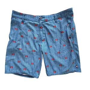 Sperry Mens 34 Shorts Nautical Water Boating Logo Blue w/ Red Crab Print